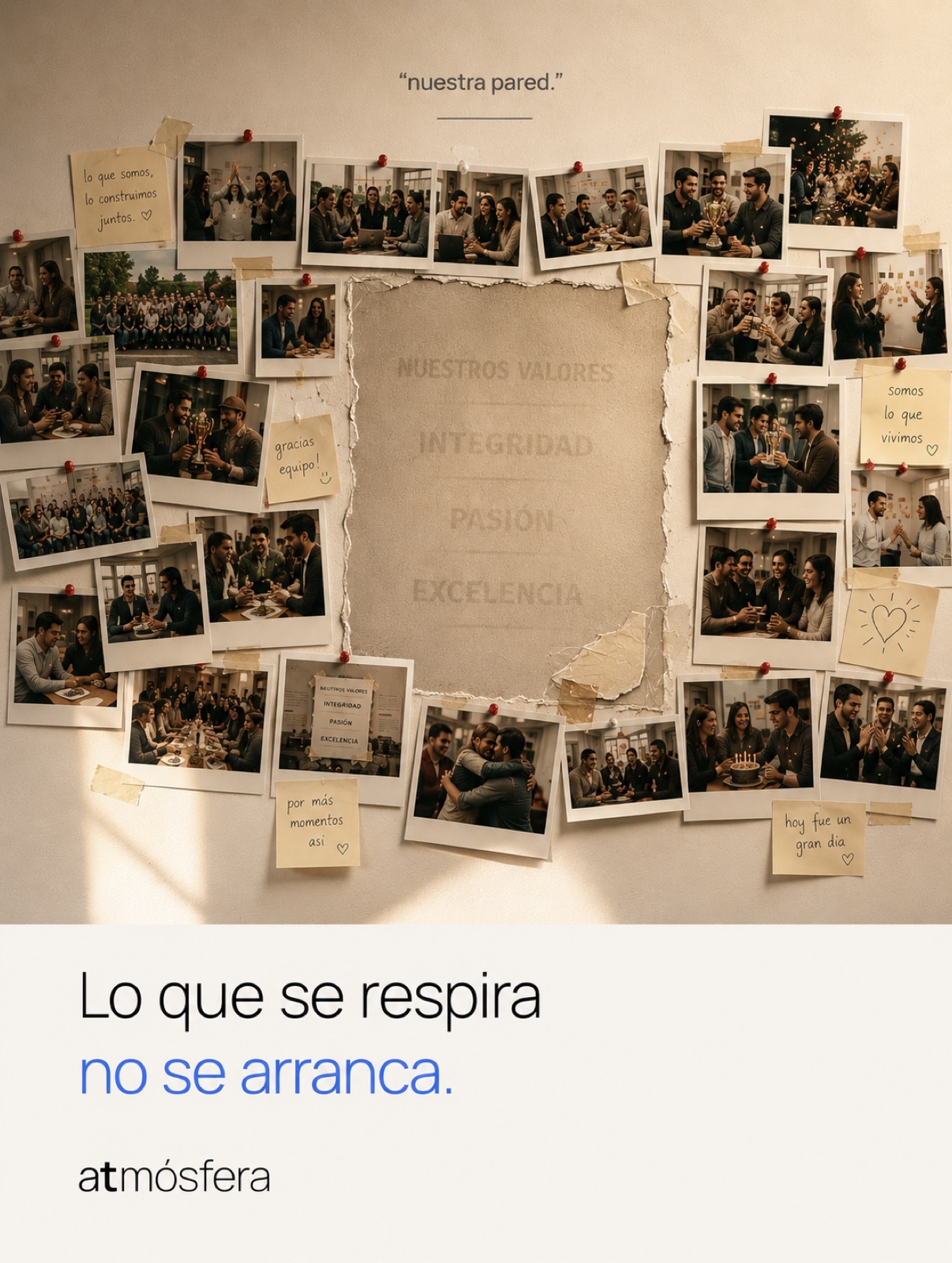 cartel corporativo genérico de valores, titulado 'pared de la competencia'